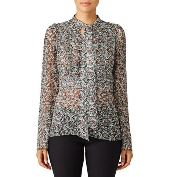 DEREK LAM (Main Label) Damask Printed 100% Silk Top Size 36 (US 4) MSRP $990 - Picture 1 of 12